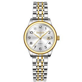 TAXAU Women's watches rose gold dress fashion diamond chronograph waterproof luminous quartz stainless steel ladies watches - Colour: All white