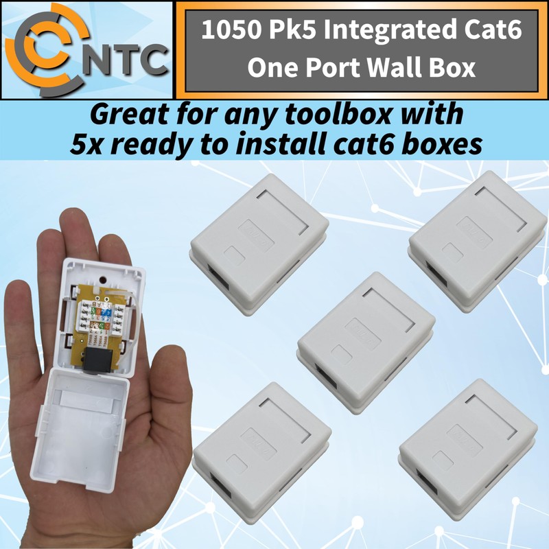 1050 Pk5 Integrated Single Port Cat6 Wall Mounted Box -