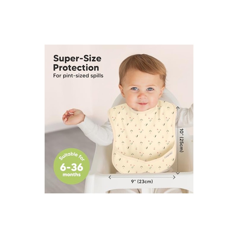 KeaBabies - Paquete de 3 baberos impermeables para bebé, ligeros,