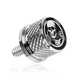 MLY 1 PC Harley Davidson Seat Bolt, Skull Pattern Chrome Seat Bolt & Fender Screw, Compatible with 1997-2024 Harley Davidson Touring/XG/XL/Dyna/Softail/Sportster/CVO/Fatbob Models (Silver)