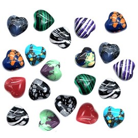 50 Pcs Synthetic Turquoise Malachite Love Heart Stone Reiki Balancing Worry Stone Flat-Back Design No Hole Beads Half Heart Charms for Jewelry Making (10mm)