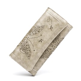 ANFUMAN Womens Wallets RFID Blocking Leather Clutch Long Wallet for Women Card Holder Phone Organizer Ladies Travel Purses Gray Green