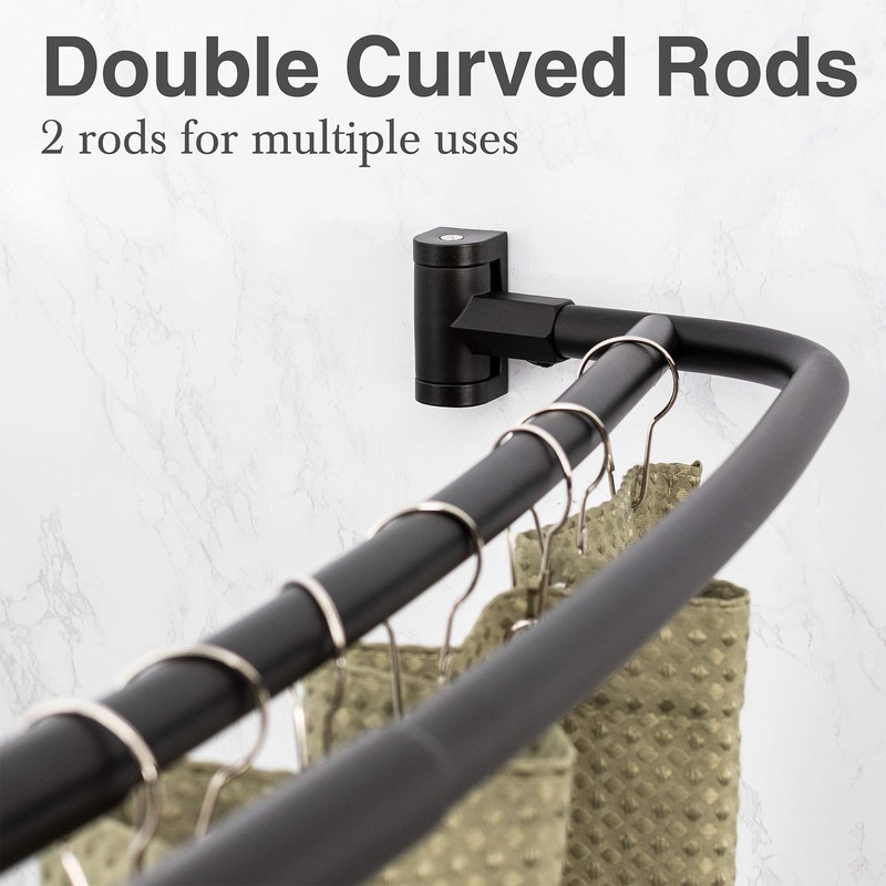 JS Jackson Supplies Double Curved Shower Rod, Metal Construction, Adjustable
