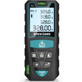 Laser Measure,RockSeed Digital Laser Distance Meter with 2 Bubble Levels,Portable M/in/Ft Unit Switching Backlit LCD and Measuring