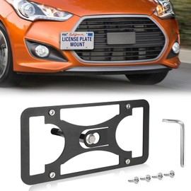 Marco de licencia frontal sin taladro, compatible con Hyundai Veloster 2019-2022, antirrobo, soporte de gancho de remolque, cubiertas de etiqueta de coche, a prueba de óxido, accesorios de coche a