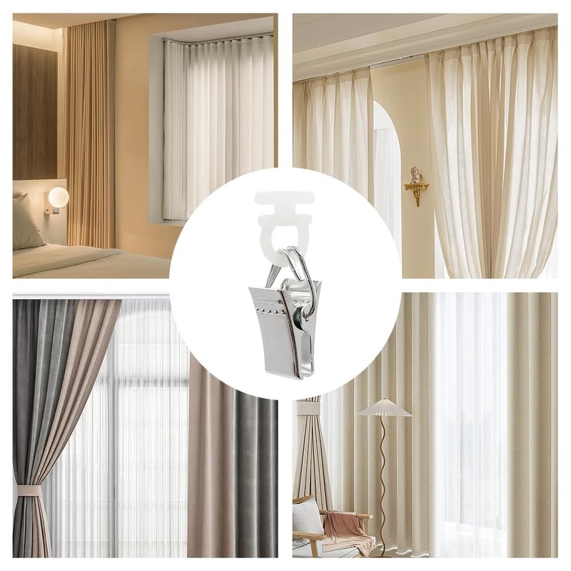 UMCHU Pack of 50 Curtain Clips, Clips with Wheels, Clips