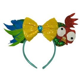 Hei Hei Chicken Sequin Minnie Mouse Inspired Ears Alice Headband With Big 5" Yellow Sequin Top Bow Girls Handmade