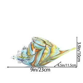 DOVDOV Blown Glass Art, Glass Conch Decor, Blue and Yellow Home Decor, Conch Shell Sculpture for Living Room, TV Stand, Coffee Table, Dining Table, Center Room, Office, Marine Style