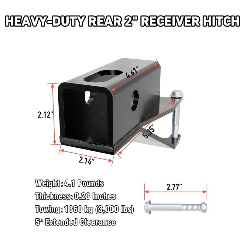 Heavy Duty 2" Receiver Hitch for Honda Rancher TRX420 (2007-2024),
