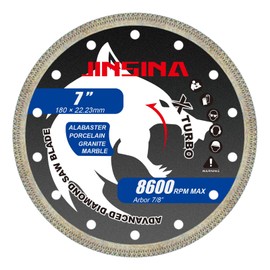 JINSINA 7" Diamond Saw Blades for Angle Grinder, X-Turbo Tile Cutting Blade for Dry & Wet Cutting, Fast Smooth Cutting for Alabaster Concrete Granite Marble 1PC
