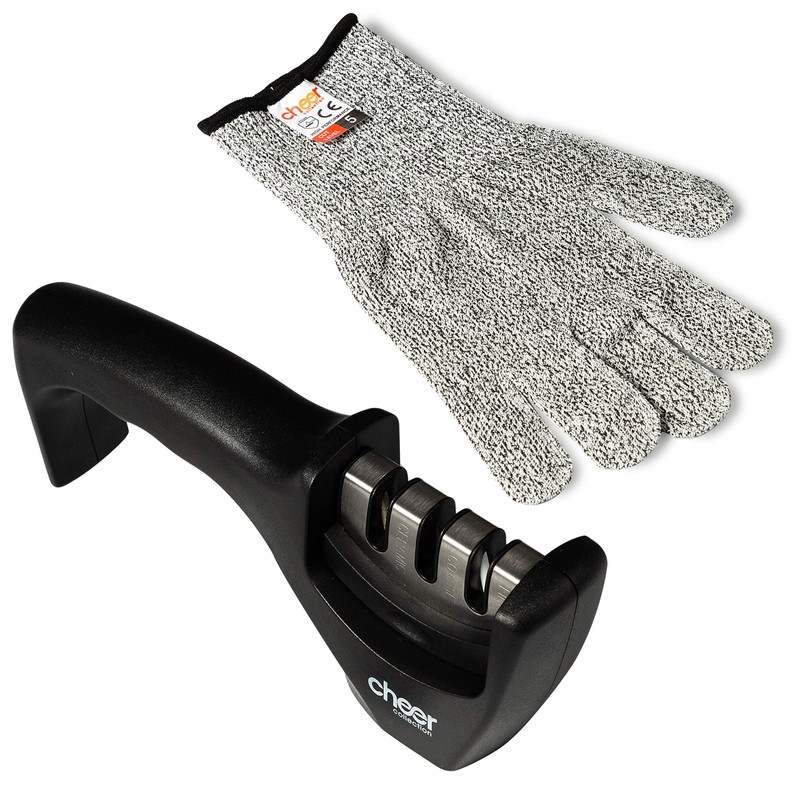 Cheer Collection 3-in-1 Knife Sharpener, Professional Blade Sharpening System for