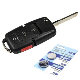 HQRP Transmitter and Two Batteries Compatible with Volkswagen VW EOS 2007 2008 2009 2010 2011 07 08 09 10 11 Key-Fob Remote Shell Case Cover Smart Key Keyless FOB