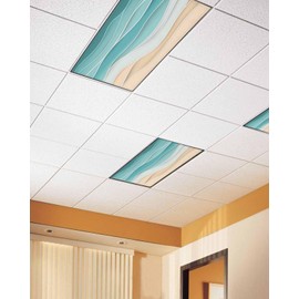 Teal Water Ripple Texture Fluorescent Light Covers 4 x 2 FT, Light Covers for Ceiling Lights Classroom Lights Filters Cover Magnetic for Office School Home Watercolor Line
