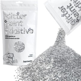 Hemway Glitter Paint Additive Crystals for Acrylic Emulsion Paint, Interior & Exterior Walls, Wood, Varnish, Matt, Gloss, Furniture 100g / 3.5oz - Extra Chunky (1/24" 0.040" 1mm) - Silver