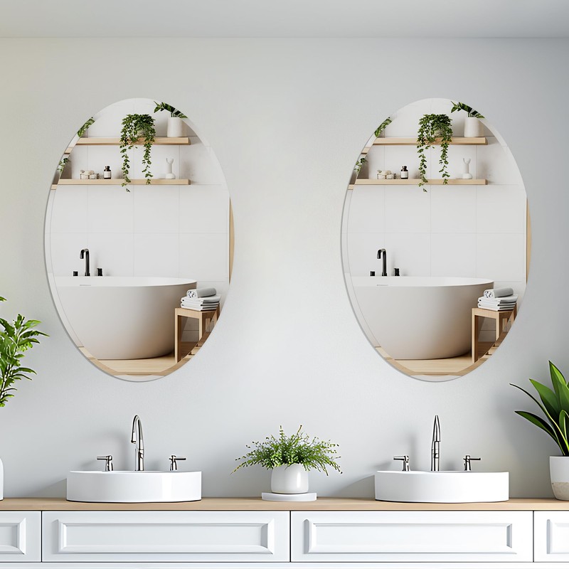 Oval Bathroom Mirror, 28X40 inch Oval Frameless Mirror, Frameless Mirrors