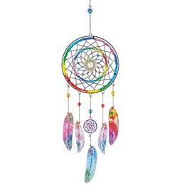 Collections Etc Rainbow Dream Catcher Glass & Metal Wind Chime