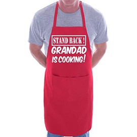 Stand Back Grandad Is Cooking Fathers Day BBQ Novelty Apron Red