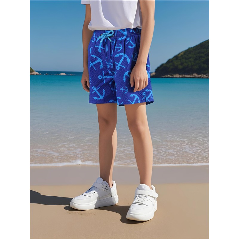 NATUST Boy's Swim Trunks Printed Beach Surf Shorts with Mesh