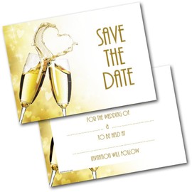 doodlecards Save the Date Heart Champagne Postcards Cards Pack of 20 Postcards and Envelopes