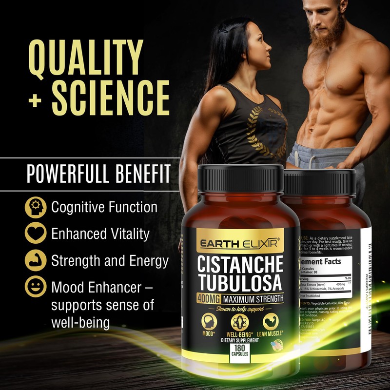 Earth Elixir Cistanche Tubulosa 400 mg (180 Capsules) 3 Months