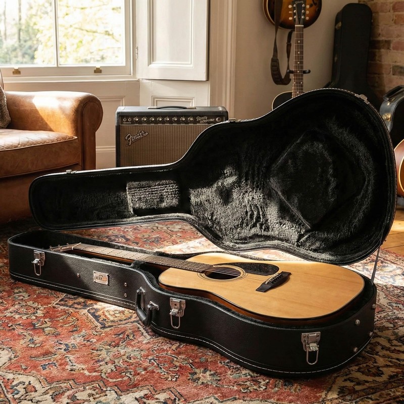 Gearlux Dreadnought Acoustic Guitar Hardshell Case with Accessory Compartment -