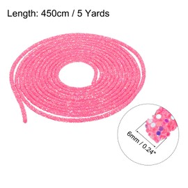 MECCANIXITY 5 Yard 6mm 0.24 inch Glitter Sequins Rope Sequins Rhinestone Tube Cord for DIY Wedding Dresses Costume Clothing Shoes Jewelry Accessory Dark Pink