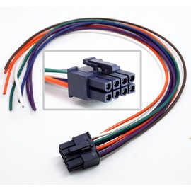 8-Pin (12" Length Female to Pigtail) Mini fit Jr Speaker High Level Plug Car Amplifier Harness for SKAR Audio SK-M4004D, Polk Bazooka Helix