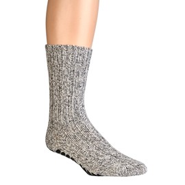 LEO Design 2 Pairs Anti-Slip Norwegian Lambswool Home socks for men, Thermal for Hospitals & Care Facilities, Heavy wool (CA, 6-9, Bundle 2)