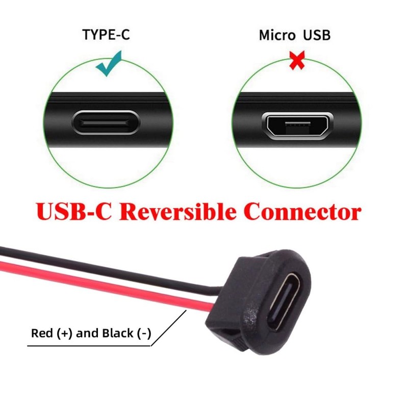 cablecc 2pcs Type-C USB-C DIY OEM Female Socket to 2Pin