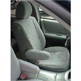 Durafit Seat Covers, Made to fit 2004-2007-Highlander Front Captain Chair Seat Covers in Gray Automotive Velour Without Side Impact Airbags. Manual Drivers Seat, Manual Passenger Seat Gray