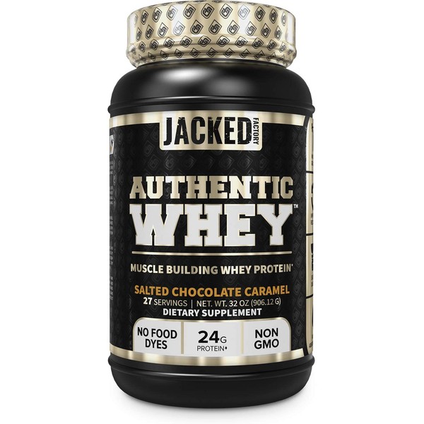 Authentic WHEY Muscle Building Whey Protein Powder - Low Carb, Non-GMO, No Fillers, Mixes Perfectly - Delicious Salted Chocolate Carmel Flavor - 2LB Tub