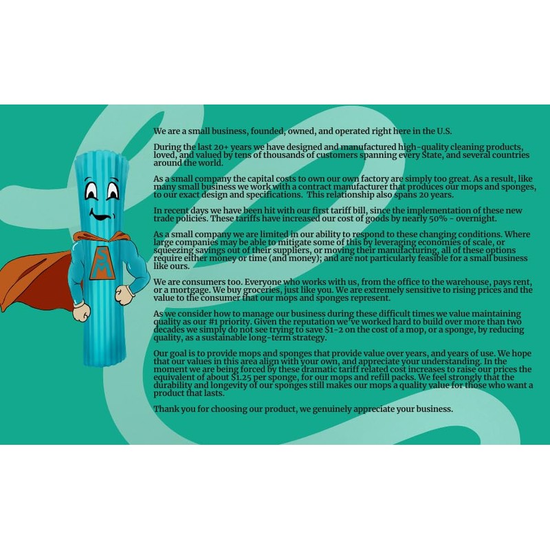 The Super® Standard 11" PVA Sponge Mop Refills - 4