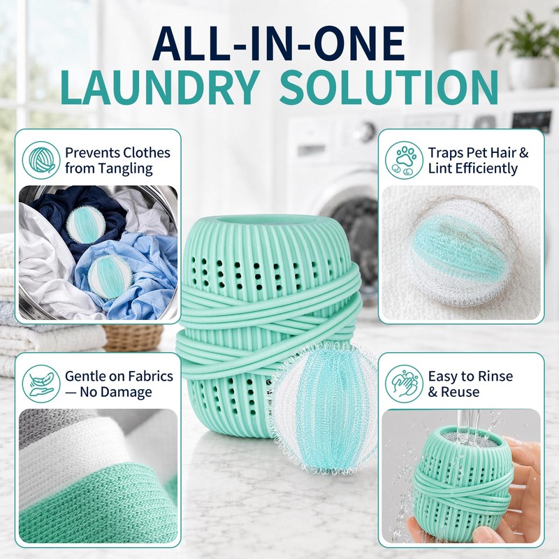16PCS Pet Hair Remover and Laundry Ball Set, Reusable Dog