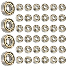 HUAREW 40pcs Skateboard Bearings 608 ZZ Metal Ball Bearings Double Shielded Miniature Groove Ball Bearings for Skateboards Scooters Inline Skates (8 mm x 22 mm x 7 mm)