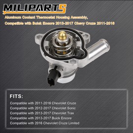 MILIPARTS Upgraded Aluminum Engine Coolant Thermostat Housing Assembly Compatible With Buick Encore 2013-2020 Chevy Cruze Sonic Trax 2011-2016 1.4L Replace 55579010