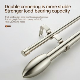 HaiFanWJ Curtain Roman Rod Double Rod Bracket Double Bent Base Bracket (Silver, 3 Pieces)
