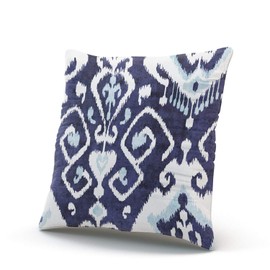 ONGING Decorative Throw Pillow Case Modern Chic Decorative Blue and White Ikat Pillowcase Cushion Cover One Side Design Printed Square Size 16x16 inch
