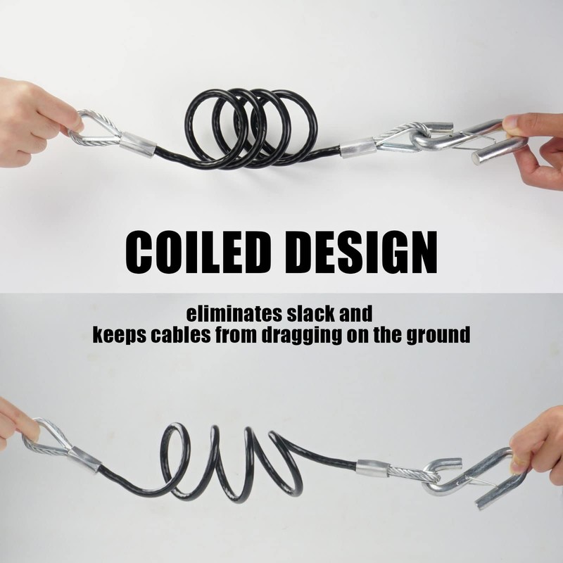 AYMMIC 44-1/2'' Trailer Coiled Safety Cables,Self Coiling Towing Safety Cables