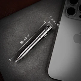 MecArmy TPX8 Mini Titanium Pen Luxury Executive Lightweight Retractable Metal Pen Ink Refillable Novelty Pocket EDC Writing Ballpoint Pens with 1 D Key Ring