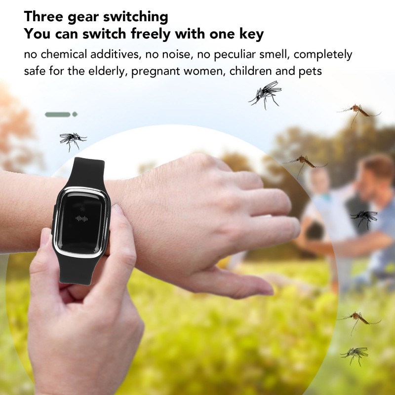Ultrasonic Mosquito Repellent Watch Fast Charging 3 Gear Clock Function