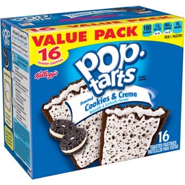 Kellogg's, Pop-Tarts, Frosted Cookies & Creme Toaster Pastries, Value Size, 16 Count, 28.2 oz Box (Pack of 2)