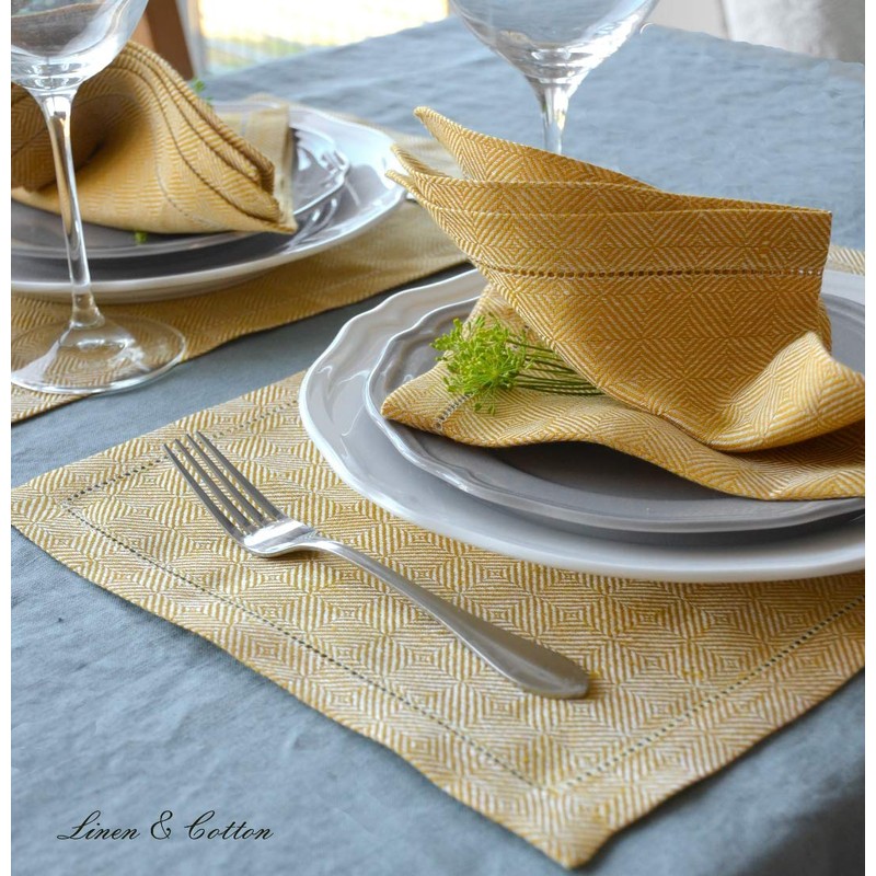 Linen & Cotton Set of 2 Table Mats Placemats Scandi