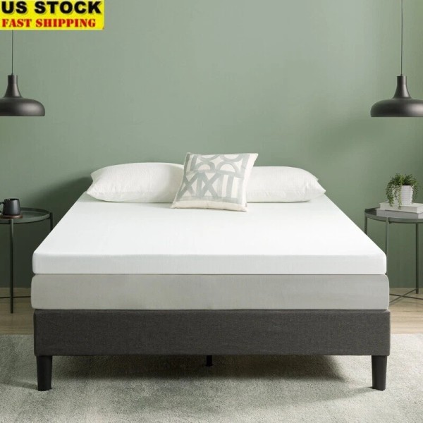 Memory Foam Mattress Topper 3" Charcoal Green Tea Full Size