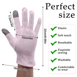 2 Pairs Polyester Moisturizing Gloves, Touch Screen Moisturizing Gloves Hand Spa Gloves Repair Rough Cracked Dry Chapped Hands Skin Pink