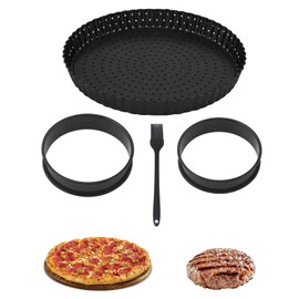 kasanidika タルト型 キッシュ型 ノンスティックパイ型 底取れ式 炭素鋼 ベーキング、ピザ、パイ、ケーキ用、シリコンブラシ付き (24cm×2.5cm)