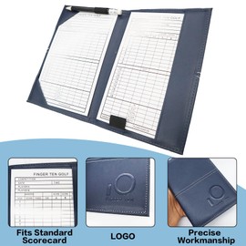 Golf Scorecard Holder Synthetic Leather with 2 Score Sheets and 2 Pencils Value Gift Pack, Golf Score Counter Book Yardage Organiser Soft Deluxe Genuine for Men Women Color Black Brown Navy (Navy)