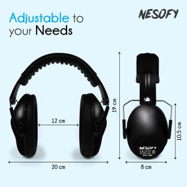 Ear Defenders Children – Ear Protection & Noise Cancelling Kids Ear Defender Age 3-16 Year - Foldable & Adjustable Headphones Autism for Baby – 26db SNR (One Size Kids, Black)