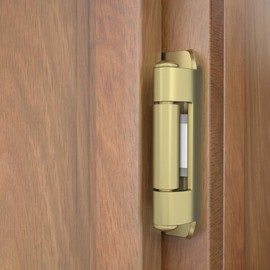 Chibery 50 Pack | 1/2 inch Overlay Semi Partial Wrap Around Cabinet Hinges, Self Closing Face Frame Variable Decorative Replacement, Kitchen Hardware, with Screw & Quiet Bumper (Brass Gold)