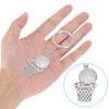 [PATIKIL] Basketball Hoop Keychain Basketball Keychain Silver Tone
