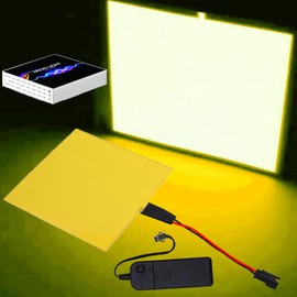 jose2015 Electroluminescent Panel 10x10CM,Cuttable DIY Electroluminescent El Panel Light,3 Modes with Battery Pack for DIY Decoration(Yellow)